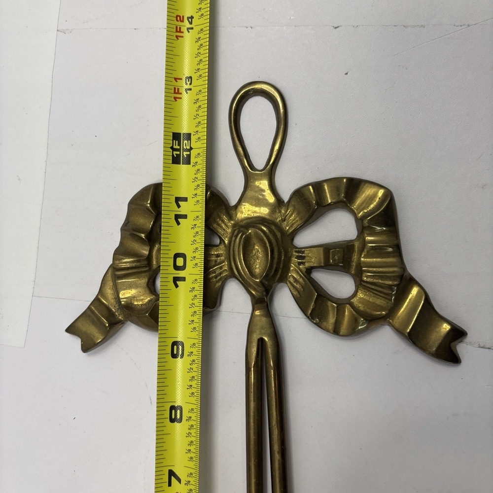Vintage Brass Ribbon & Bow Double Candle Holder Wall Sconce 13" - Picture 7 of 7